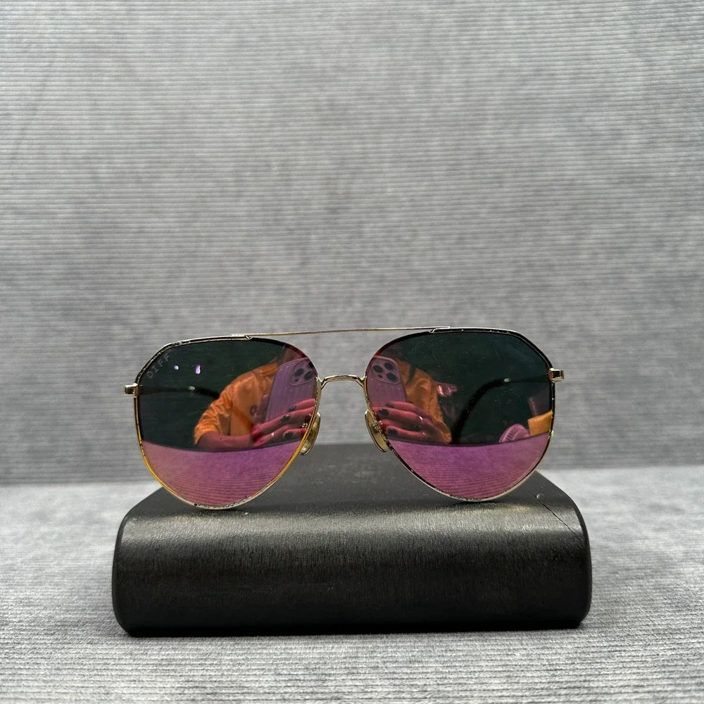 DIFF Eyewear Dash Aviator Sunglasses Gold Pink Mirrored Lens DASH GD-PK16